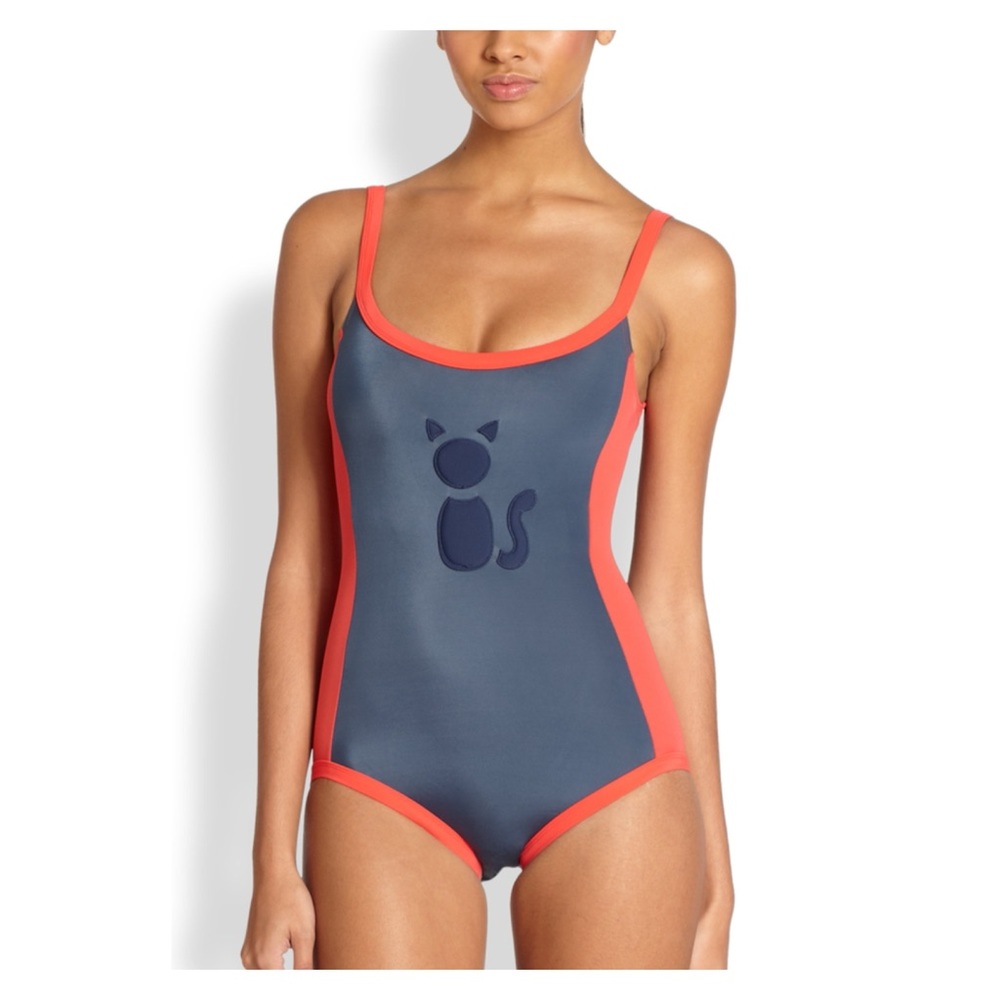 Marc by Marc Jacobs One-piece Swimsuit Cat Appliqué Bathing Suit  Sz S
